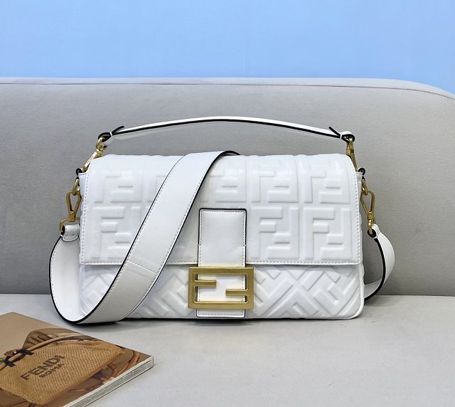 Fendi original lambskin large baguette bag 8BR795 white