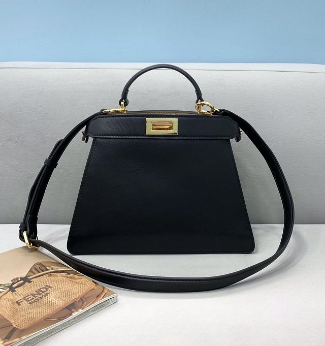 Fendi original calfskin small peekaboo ISeeU bag 8BN327 black