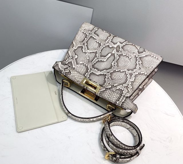 Fendi original python leather medium peekaboo ISeeU bag 8BN321 grey