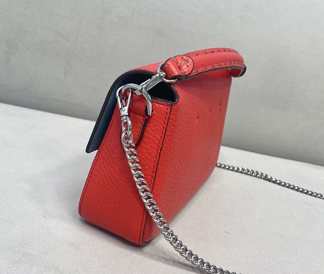 Fendi original grained calfskin mini baguette bag 8BS017 red