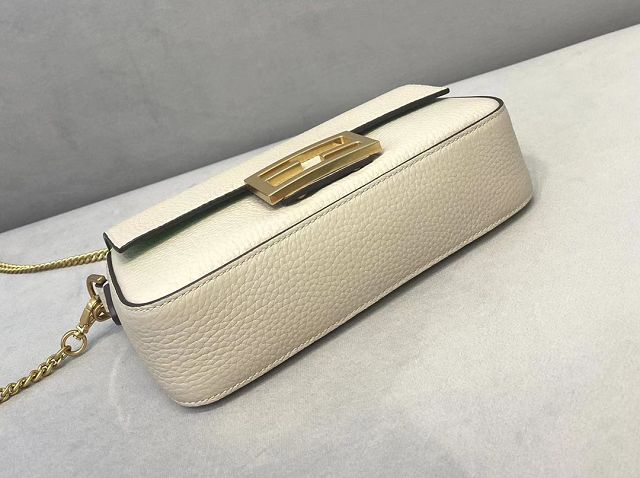 Fendi original grained calfskin mini baguette bag 8BS017 white