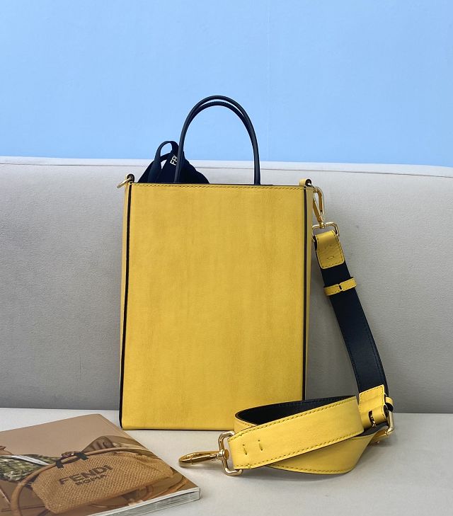 Fendi original suede small shopping bag 8BS030 yellow