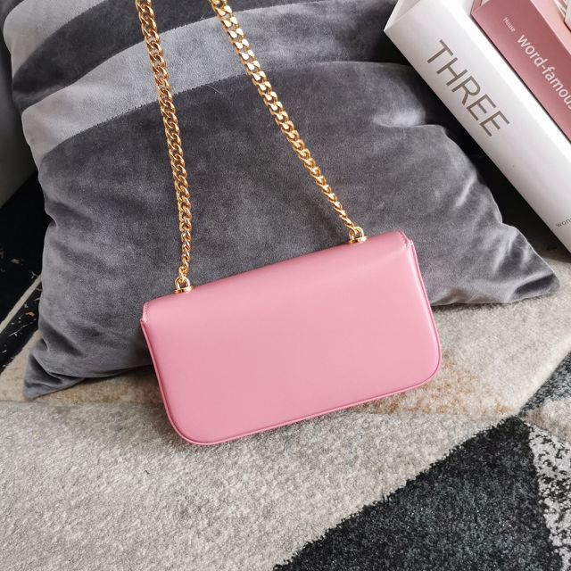 Celine original calfskin triomphe chain shoulder bag 197993 pink