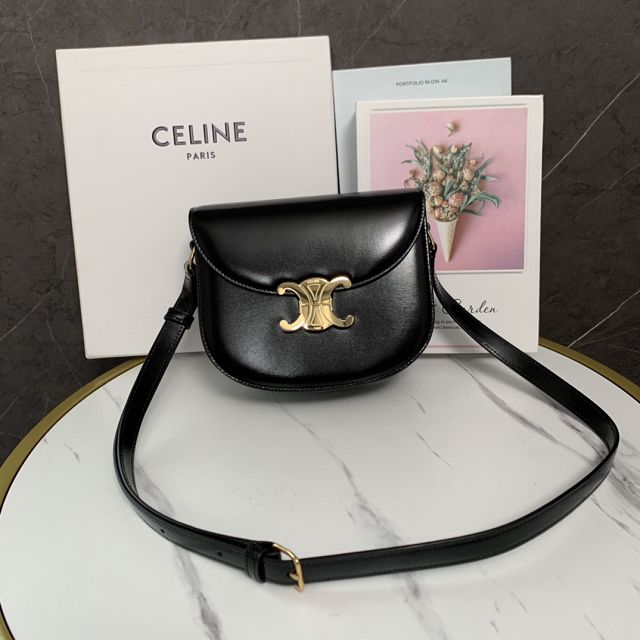 Celine original calfskin teen besace triomphe bag 110413 black