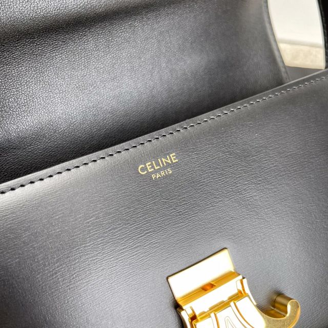 Celine original calfskin triomphe shoulder bag 194143 black