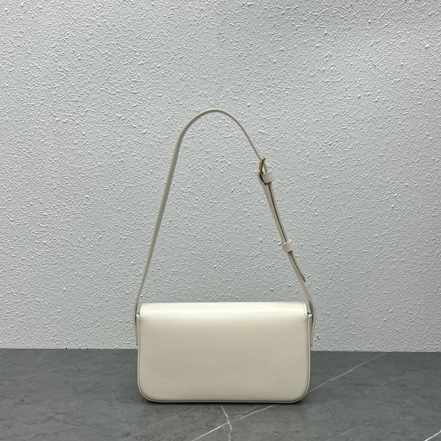 Celine original calfskin triomphe shoulder bag 194143 white