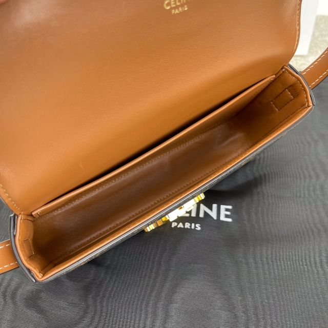 Celine original canvas triomphe shoulder bag 194143 tan