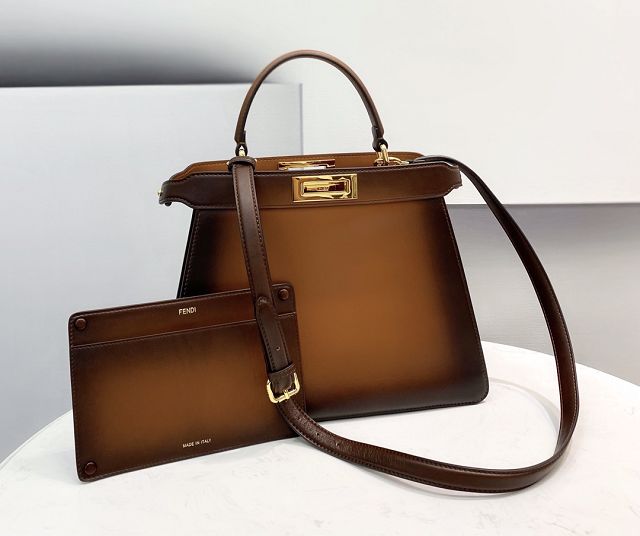 Fendi original calfskin small peekaboo ISeeU bag 8BN330 brown