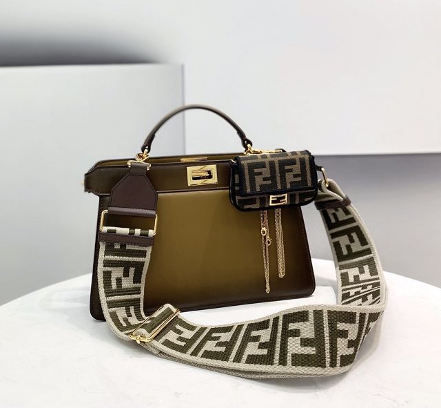 Fendi original calfskin small peekaboo ISeeU bag 8BN330 deep green