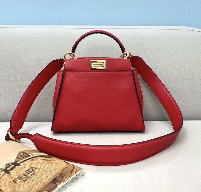 Fendi original calfskin small peekaboo bag 8BN244 red