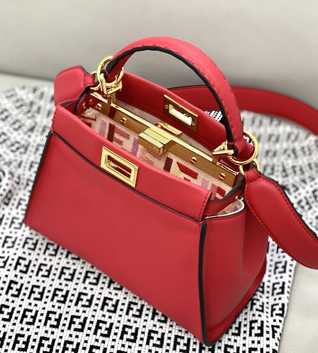 Fendi original calfskin small peekaboo bag 8BN244 red