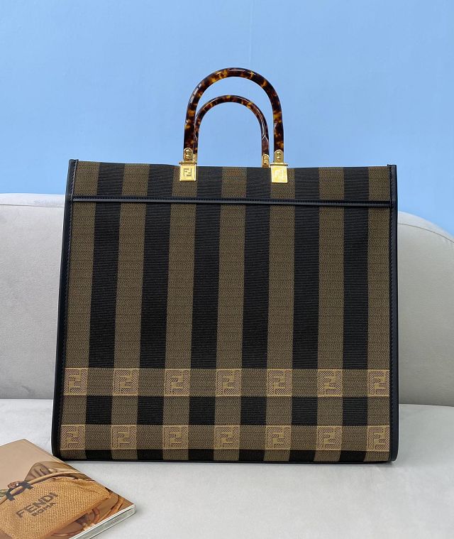 Fendi original canvas large sunshine shopper bag 8BH372 brown&black