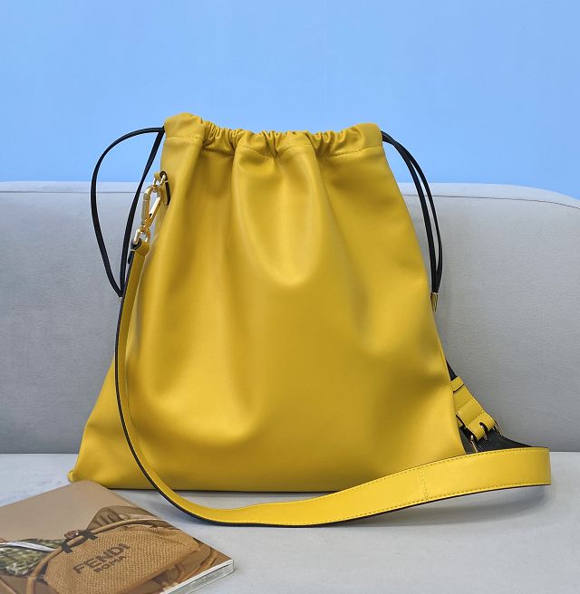 Fendi original calfskin large drawstring bag 8BH352 yellow