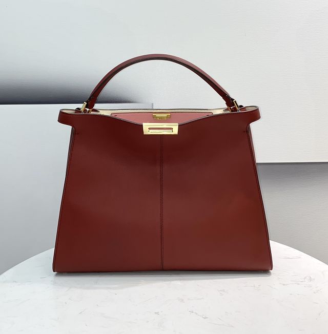 Fendi original calfskin large peekaboo Iseeu tote 7VA528 bordeaux