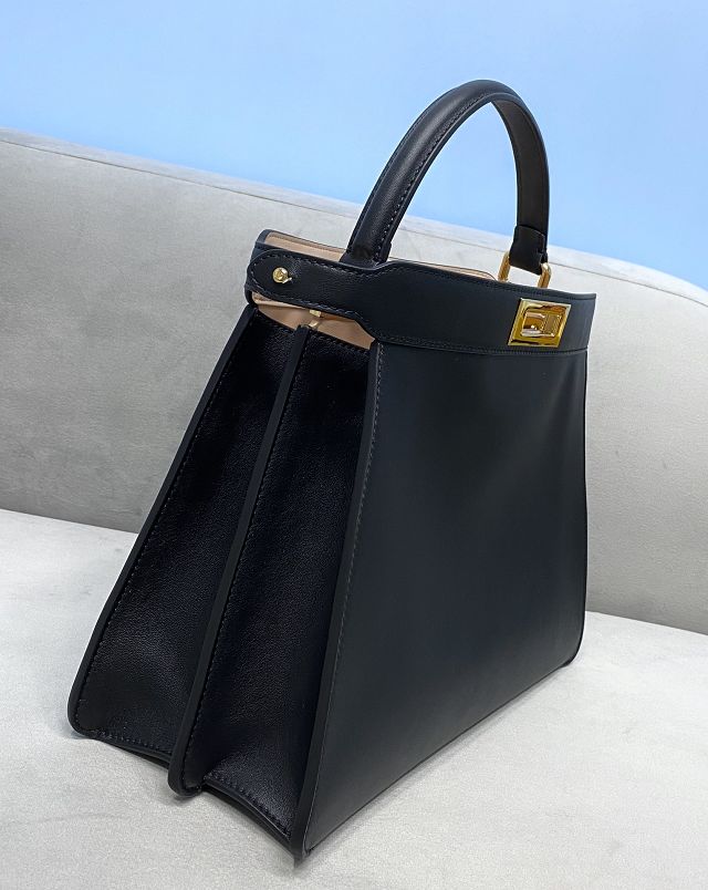 Fendi original calfskin medium peekaboo ISeeU bag 8BN321 black