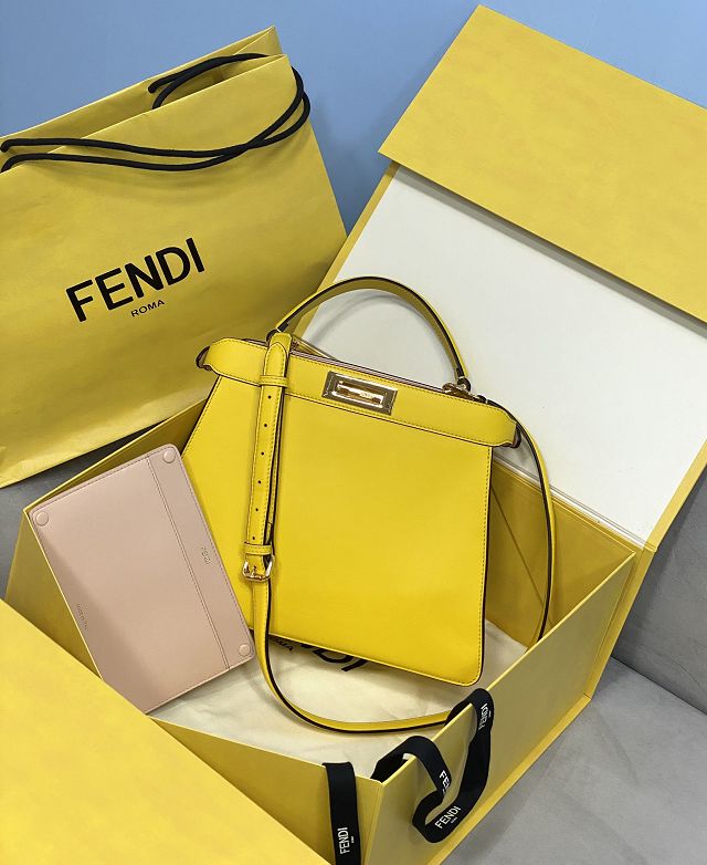 Fendi original calfskin medium peekaboo ISeeU bag 8BN321 yellow