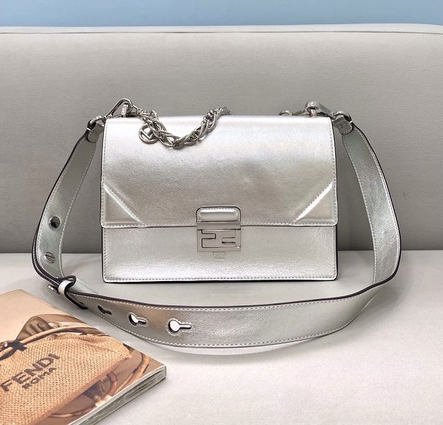 Fendi original calfskin small kan U bag 8M0515 silver