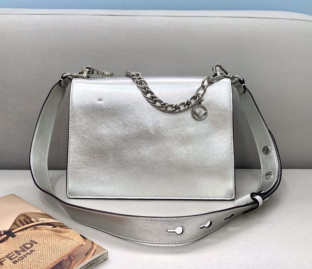 Fendi original calfskin small kan U bag 8M0515 silver