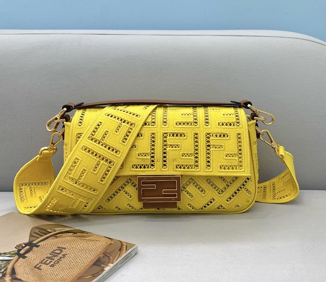 Fendi original canvas medium baguette bag 8BR600 yellow