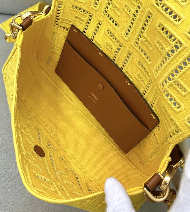 Fendi original canvas medium baguette bag 8BR600 yellow