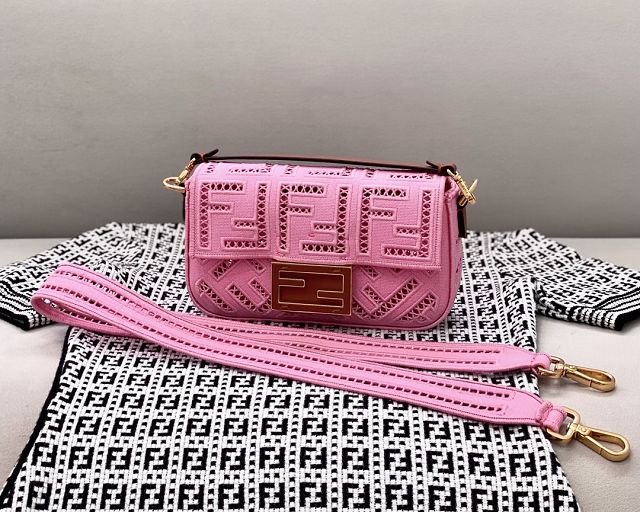 Fendi original canvas mini baguette bag 8BS017 pink