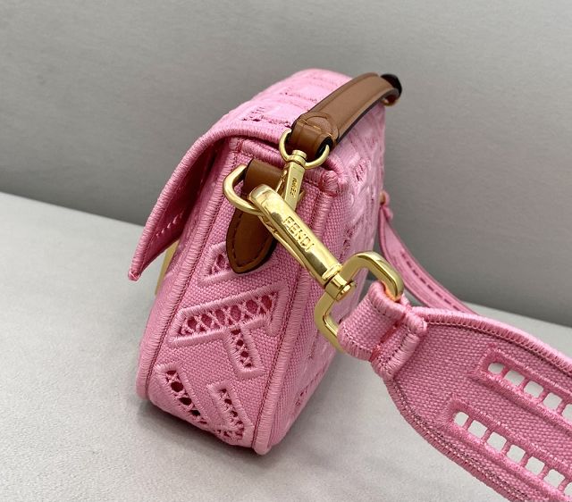 Fendi original canvas mini baguette bag 8BS017 pink