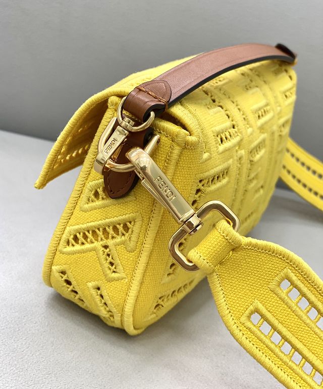 Fendi original canvas mini baguette bag 8BS017 yellow