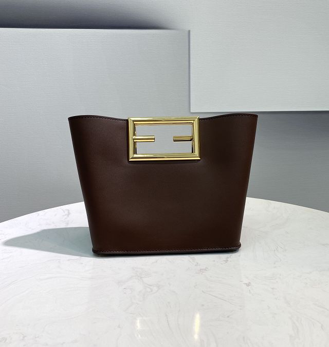 Fendi original calfskin mini way handbag 8BS054 dark coffee