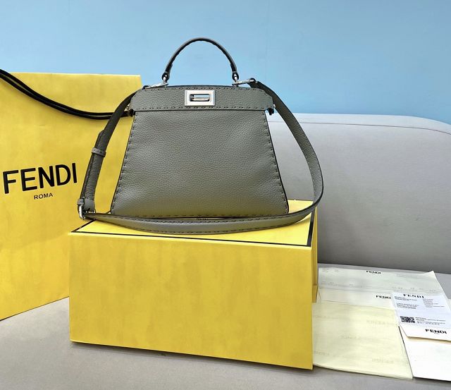 Fendi original grained calfskin small peekaboo ISeeU bag 8BN327 grey