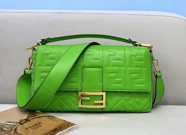 Fendi original lambskin large baguette bag 8BR795 green