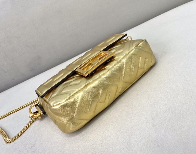 Fendi original lambskin mini baguette bag 8BS017 gold