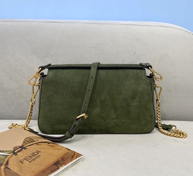 Fendi original suede medium baguette bag 8BR600 green