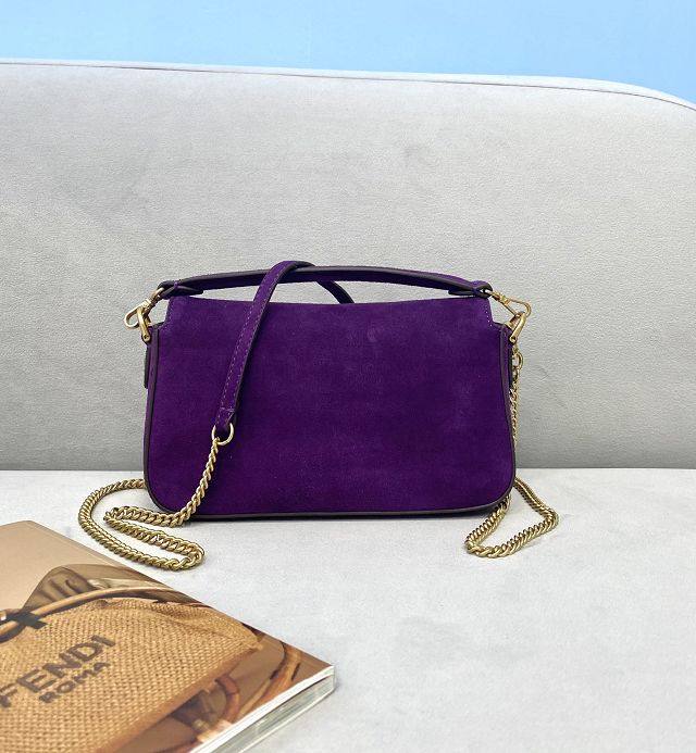 Fendi original suede mini baguette bag 8BS017 purple