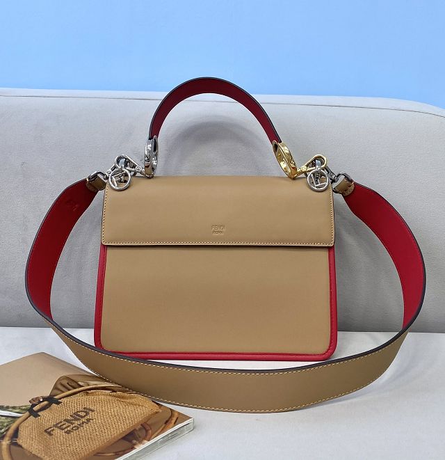 Fendi original calfskin kan I F medium flap bag 8BT284 red