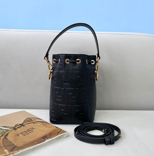 Fendi original calfskin small mon tresor bucket bag 8BS010 black