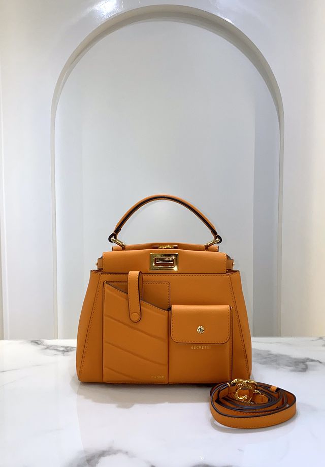 Fendi original calfskin small peekaboo bag 8BN244A orange