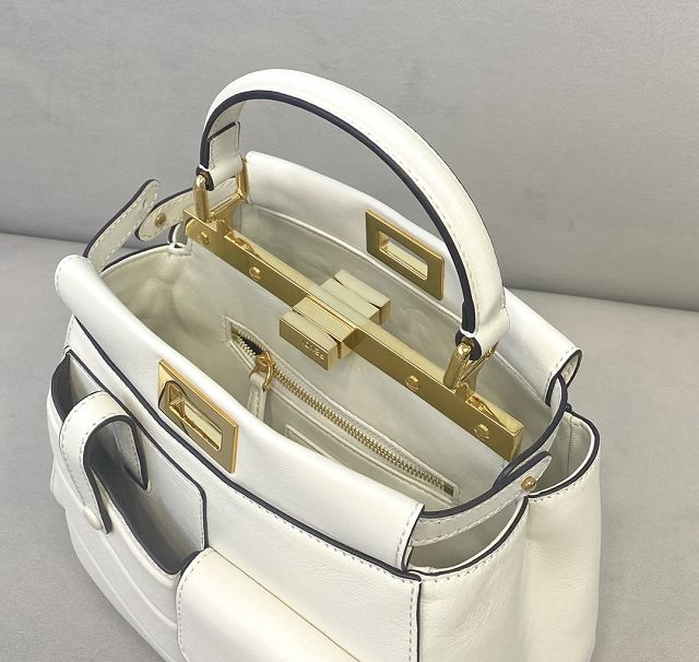 Fendi original calfskin small peekaboo bag 8BN244A white