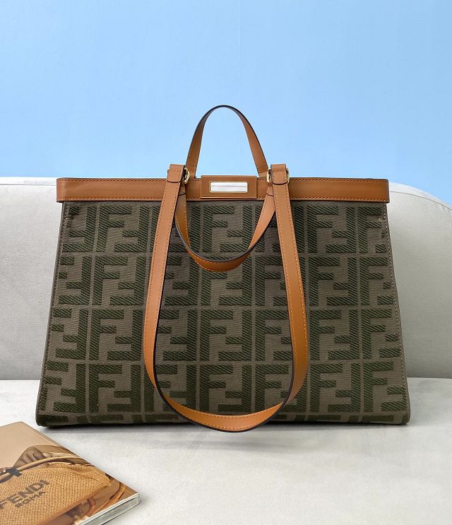 Fendi original canvas large X-Tote bag 8BH374 green