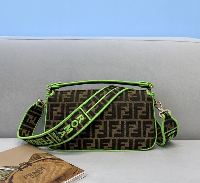 Fendi original canvas medium baguette bag 8BR600 brown&green