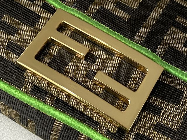 Fendi original canvas mini baguette bag 8BS017 brown&green