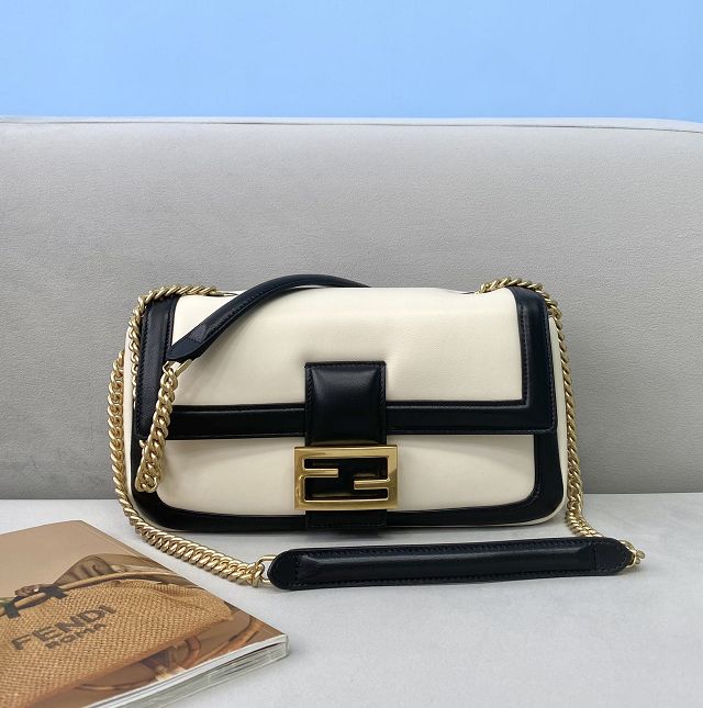 Fendi original lambskin medium baguette chain bag 8BS044 white