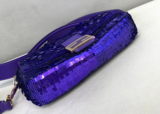 Fendi sequined medium baguette bag 8BS044 purple
