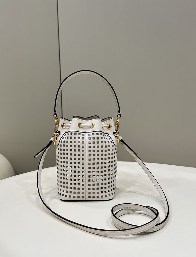 Fendi original calfskin small mon tresor bucket bag 8BS010-2 white