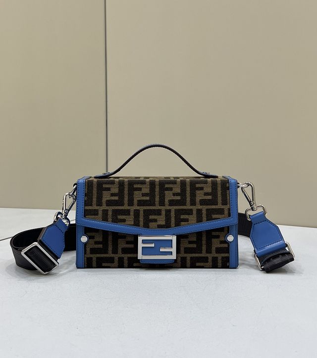 Fendi original canvas baguette soft trunk bag 7VA565 blue