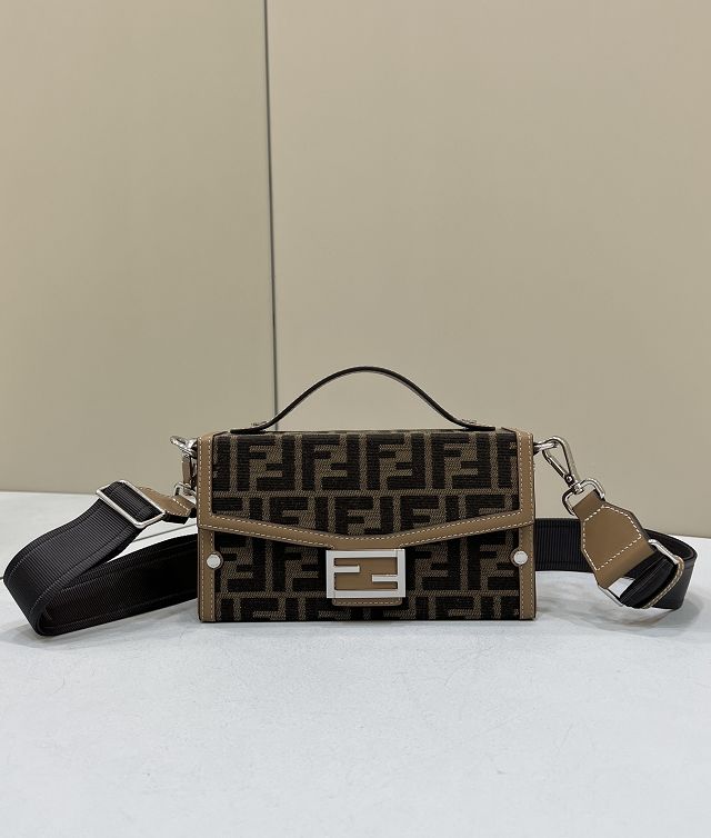 Fendi original canvas baguette soft trunk bag 7VA565 brown