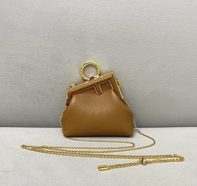 Fendi original lambskin first nano bag 7AS051 brown