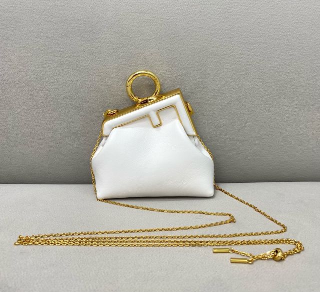 Fendi original lambskin first nano bag 7AS051 white