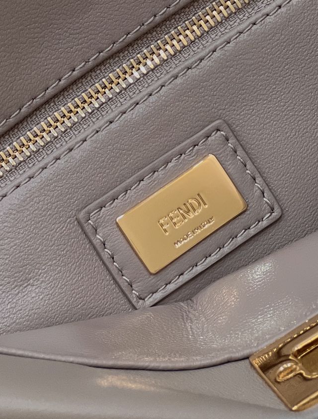 Fendi original lambskin small peekaboo bag 8BN244 light grey