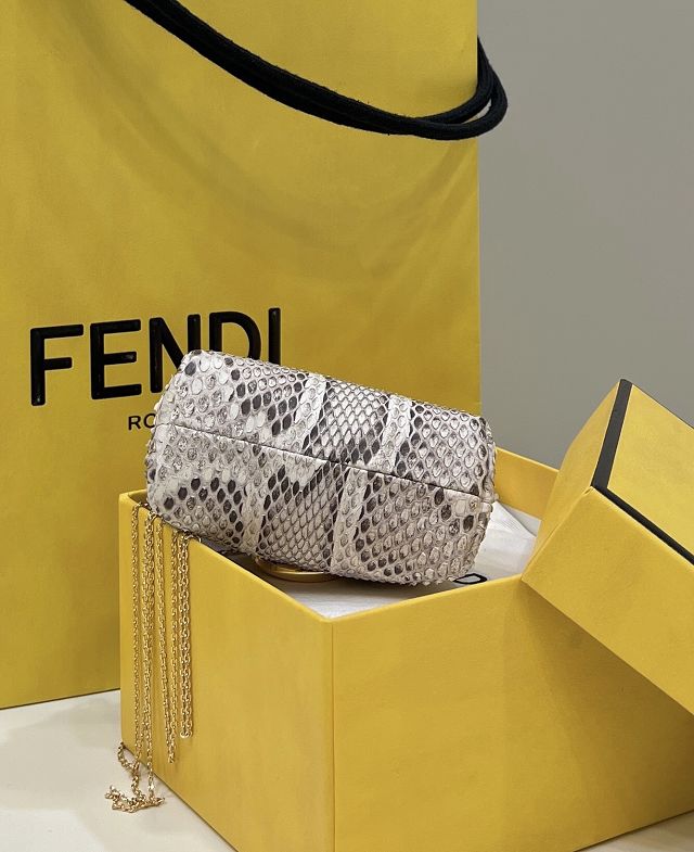 Fendi original python leather first nano bag 7AS051 grey