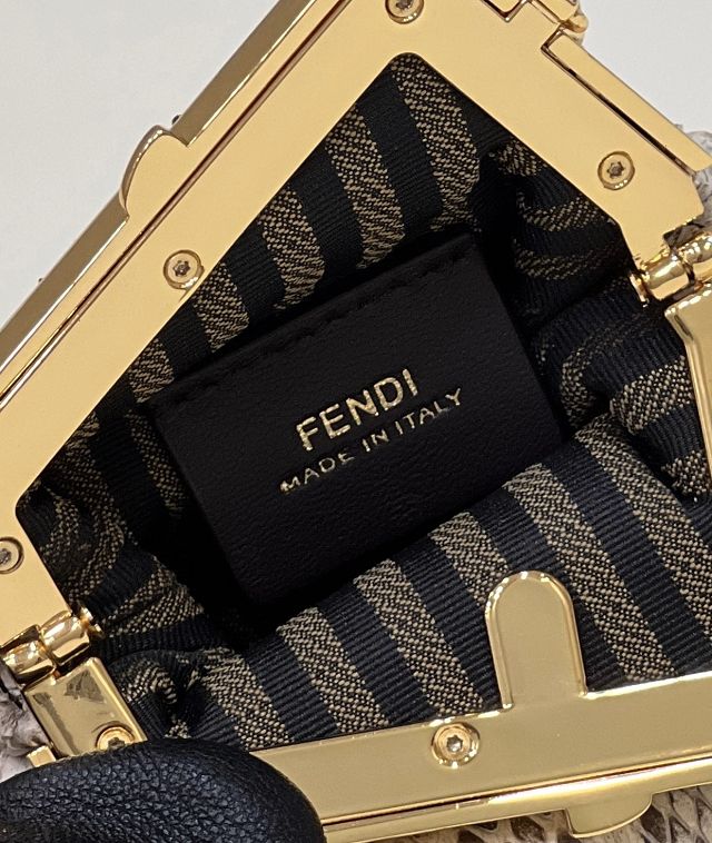 Fendi original python leather first nano bag 7AS051 grey